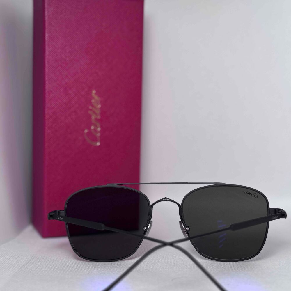 NEW Cartier Black Frame Aviator Sunglasses Tinted Lenses Unisex Teardrop CT0163S